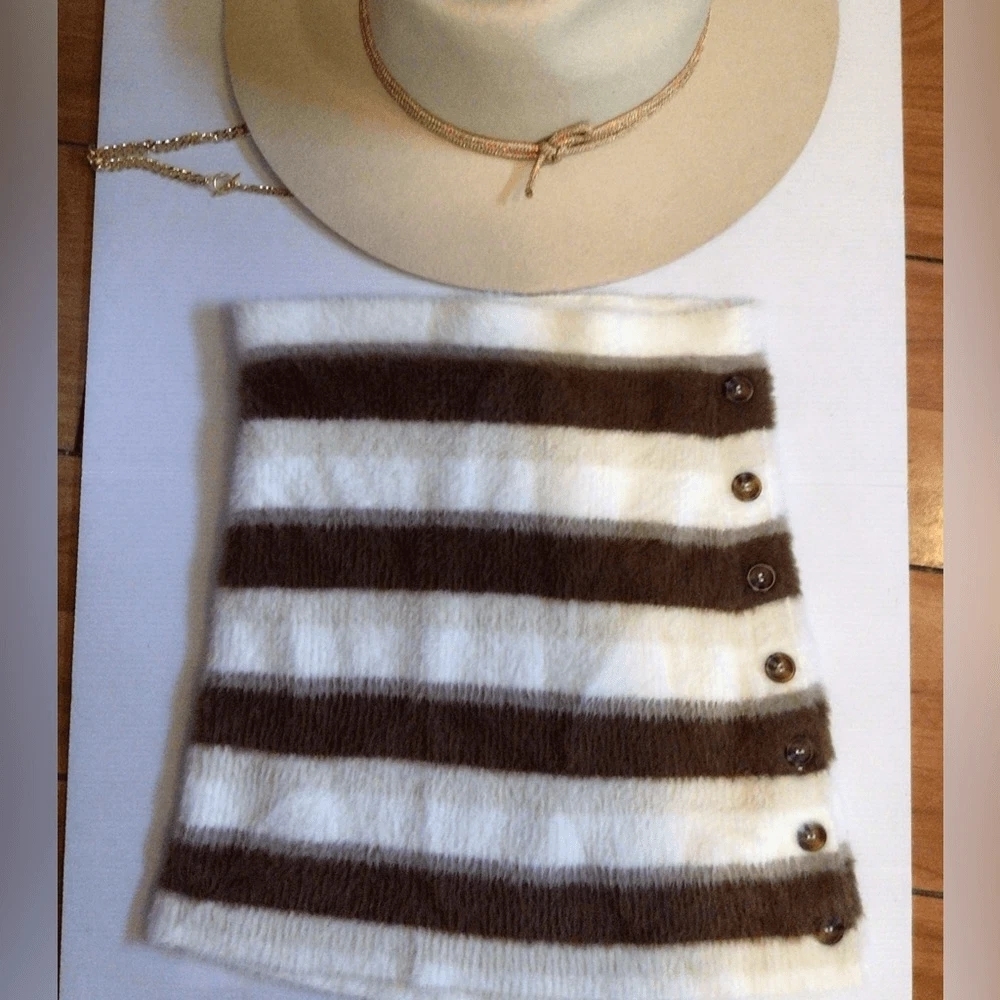 Free People Brown and White Striped Mini Skirt